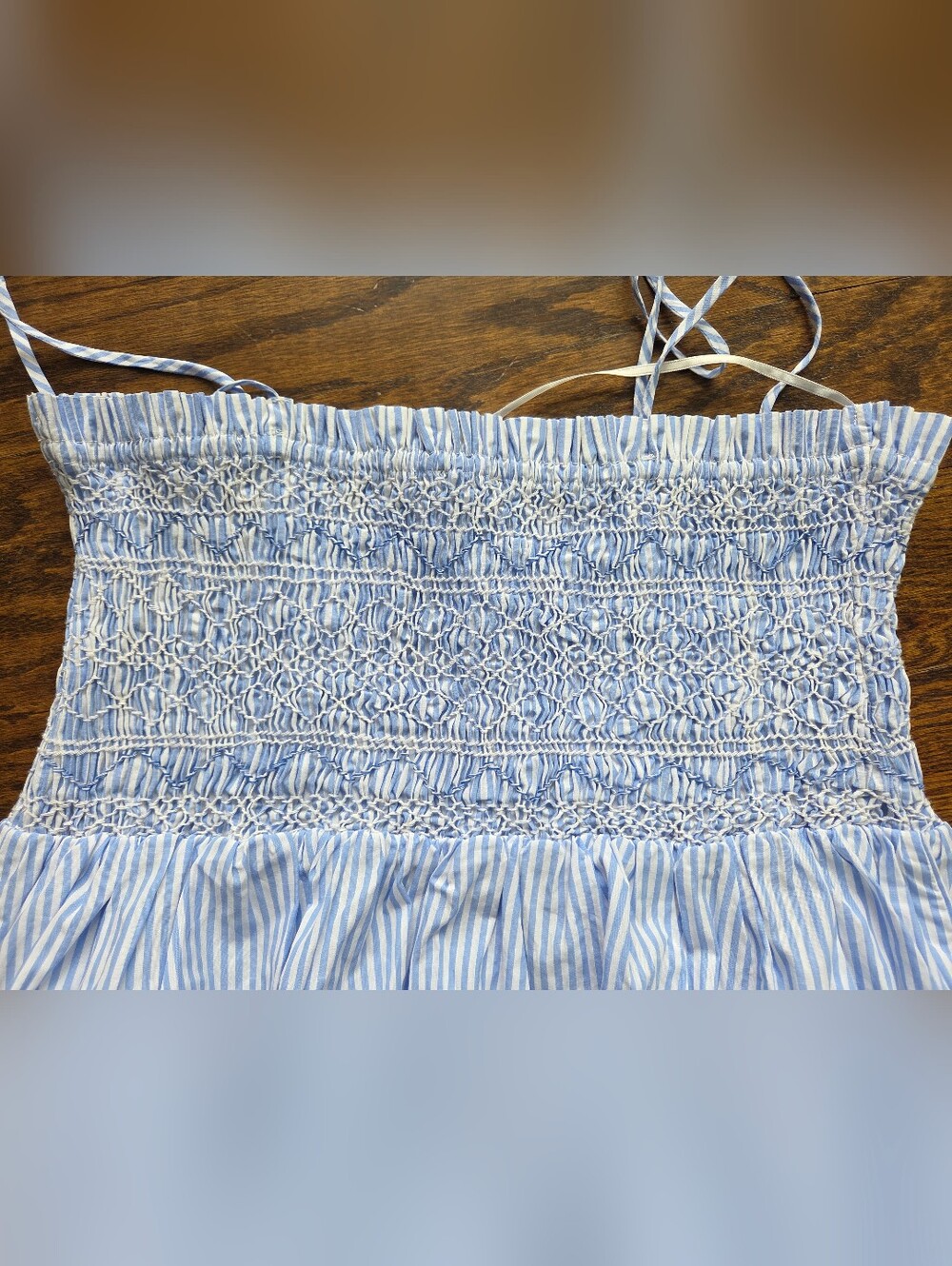 J. Crew Blue and White Striped Smocked Summer Cotton Dress - Picture 10 of 10